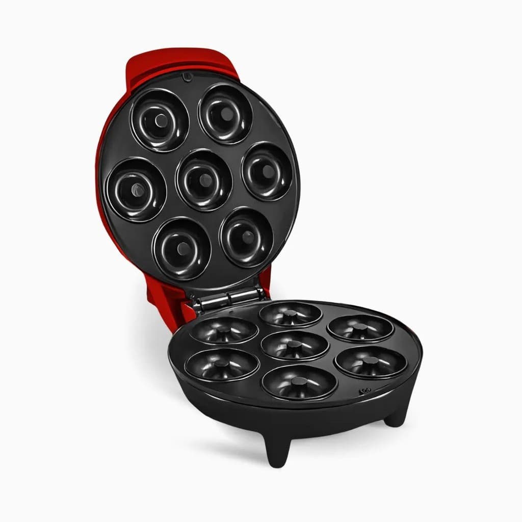 Máquina Elétrica de Mini Donuts, Compacta e com Placas Antiaderentes para Preparos Rápidos