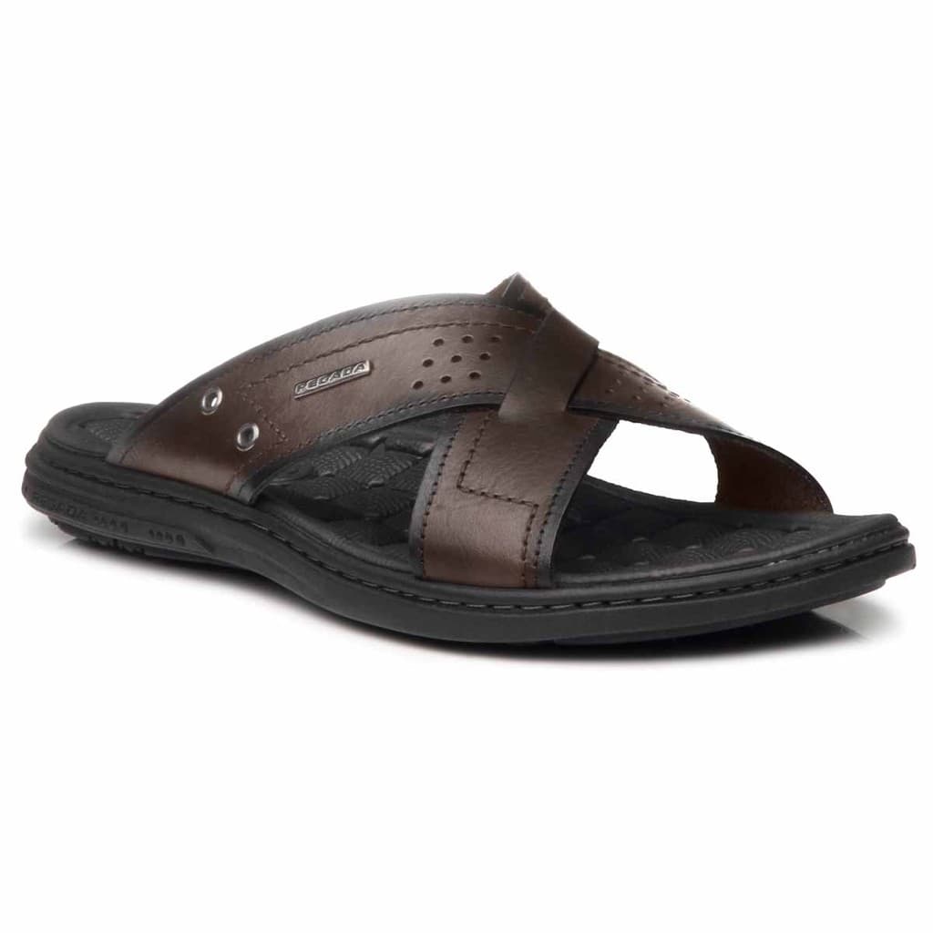 Chinelo Masculino Anatômico Couro Legítimo Pegada 131222