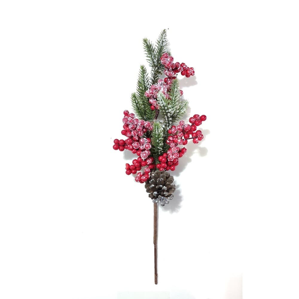 GALHO PICK 45CM AZEVINHO NEVADO PINHA NATAL ÁRVORE VERMELHO 1100331