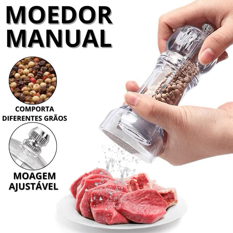 Moedor de Temperos em Acrílico Sal Pimenta Especiarias Utilidades Cozinha
