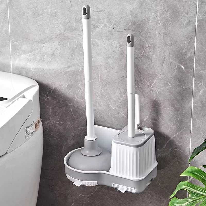 Kit Limpeza Banheiro Morderno Suspenso Com Desentupidor Escova Silicone Escovinha - Envio 24hrs!