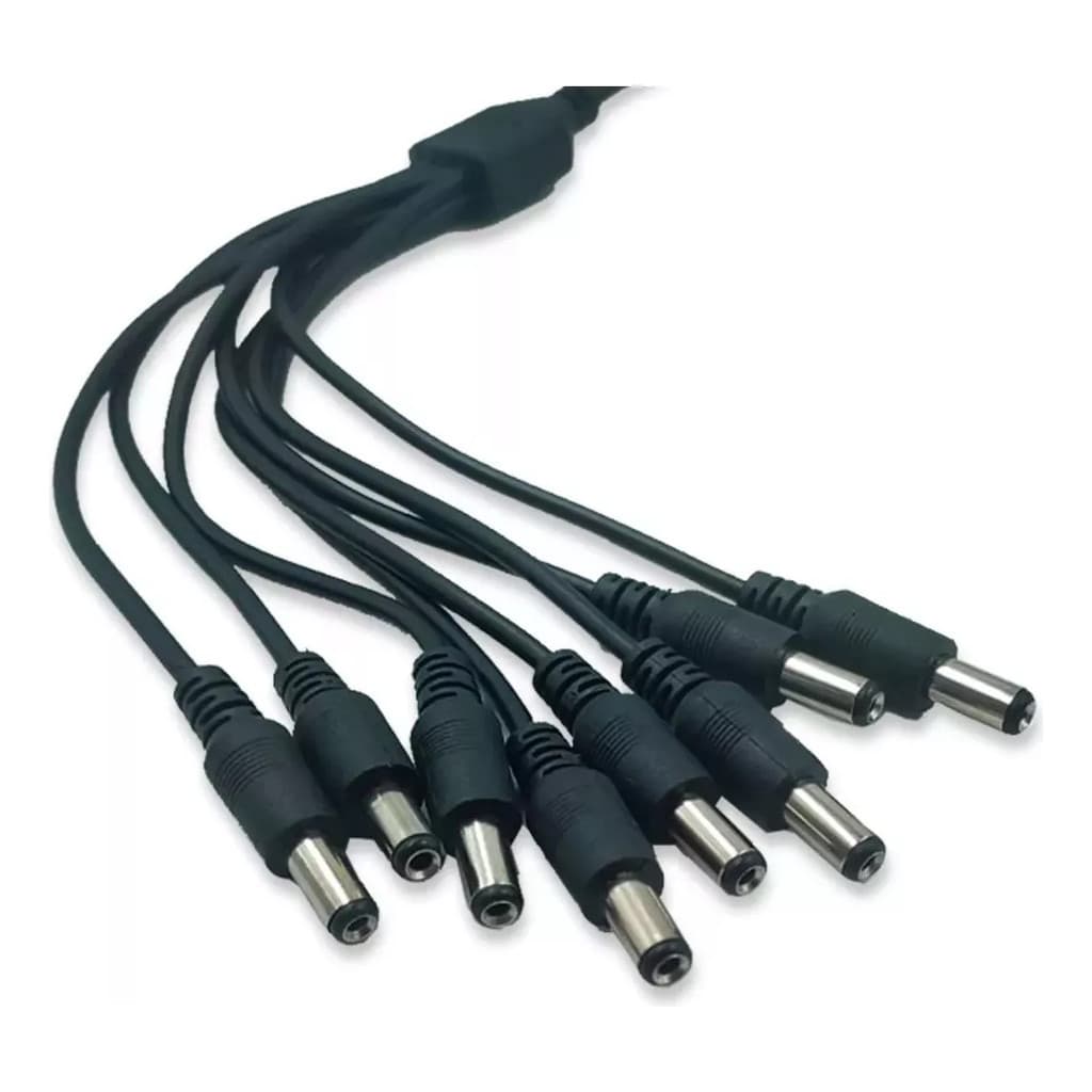 Cabo Fonte de Alimentação P4 1x8 Saídas Conector Divisor Preto
