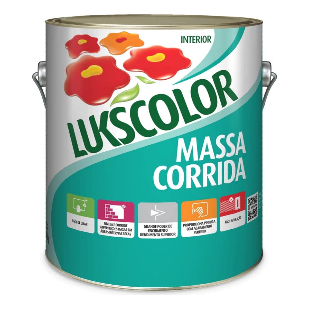 Massa Corrida PVA Interior Reparo Reforma Acabamento 5,6kg / 900ml Lukscolor