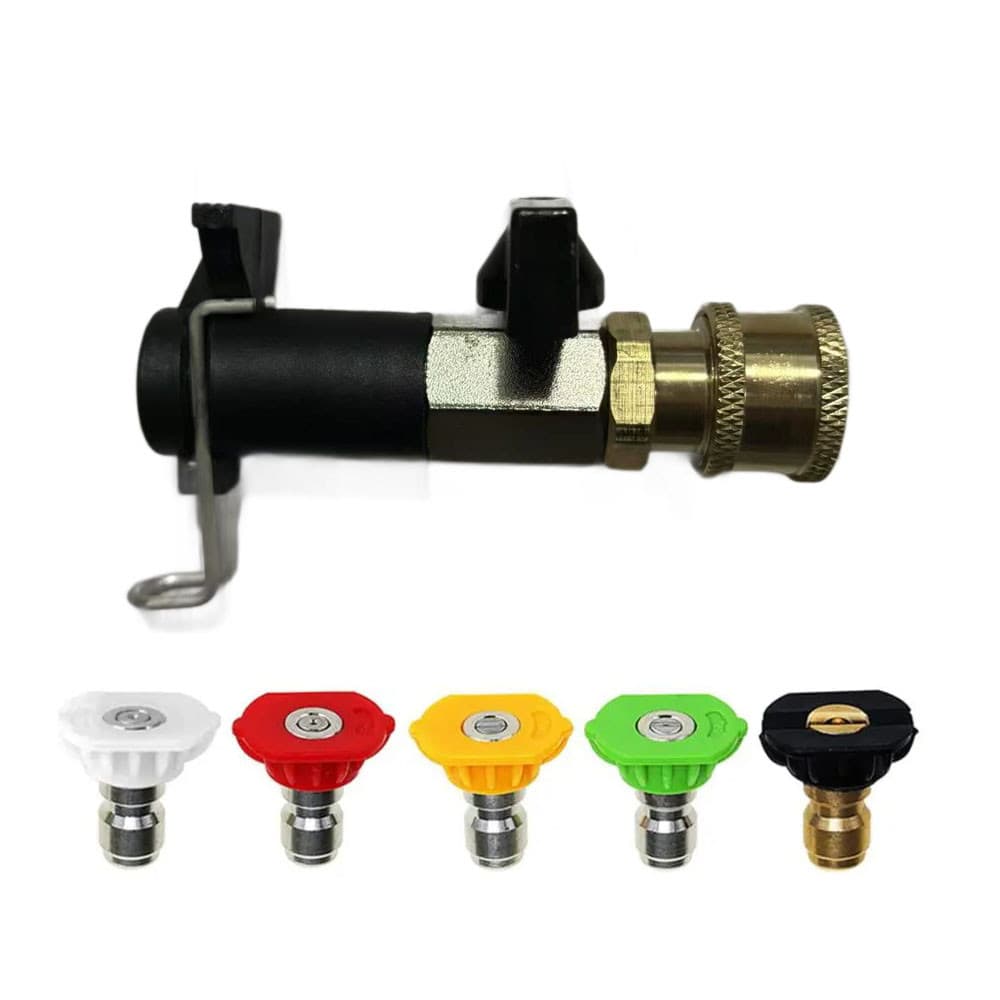 Kit De Válvula De Esfera De Lavagem De Alta Pressão , Conector Rápido De 1/4 " Com Bicos De 5 Cores