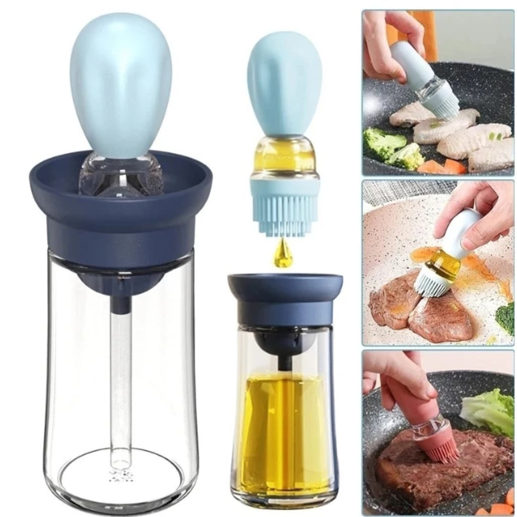 Porta azeite Dispenser Oleo Azeite Vinagre Com Pincel Culinário De Silicone