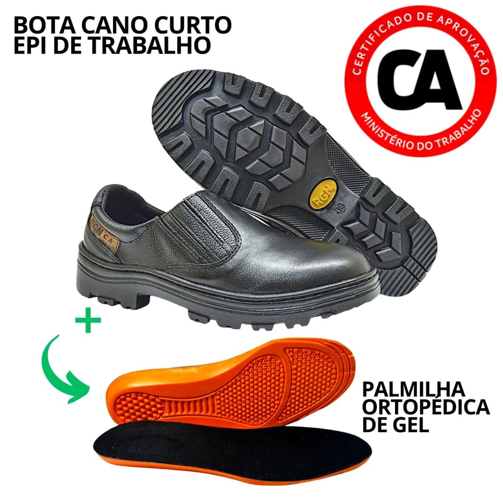 Botina Bota Cano Curto Baixo de Segurança Com Palmilha De Gel Ortopédica Macia Para Trabalho