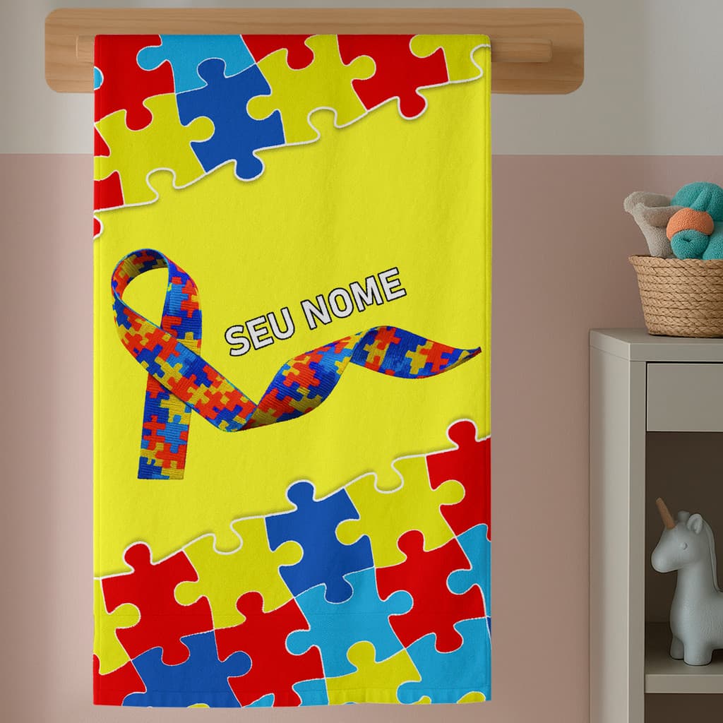 Toalha Tea Autismo Estampa Colorida Infantil Banho Praia Piscina Autista
