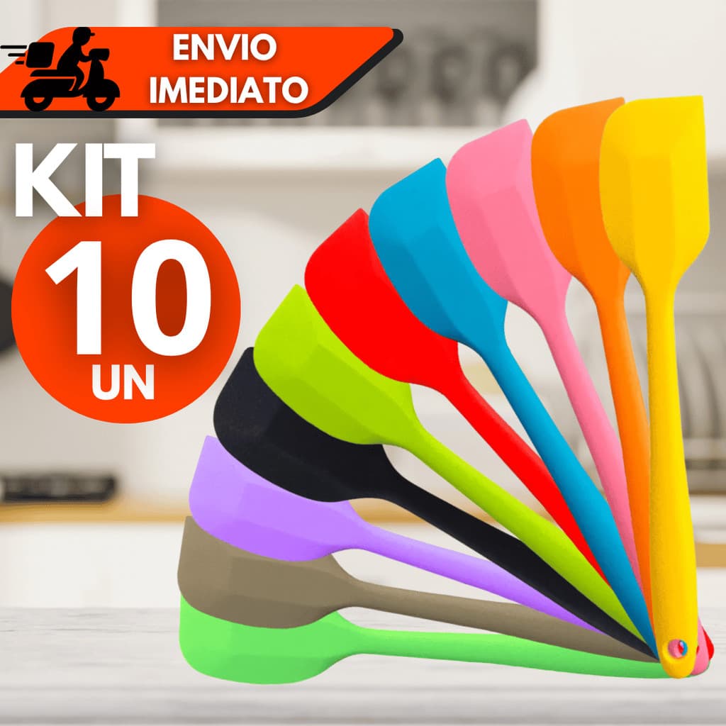 Kit 3/5/6/8/10 Espátulas Pão Duro Reta Silicone Reforçada  Cozinha Profissional Antiderrapante
