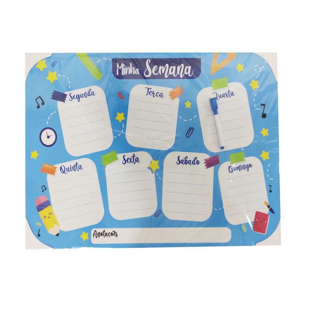 Quadro Lousa Planner Metal Magnética 60x40cm + Caneta