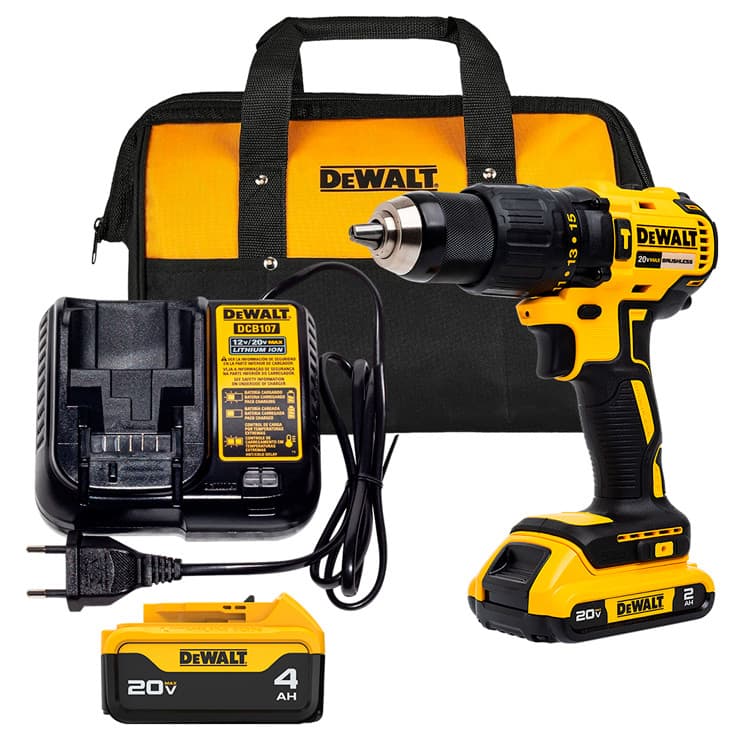 Parafusadeira/Fur Impacto 1/2" DCD7781 + 1 Bateria 20V 2Ah + 1 Bateria 20V 4Ah + Carregador + Bolsa Dewalt DCD7781D1-BR