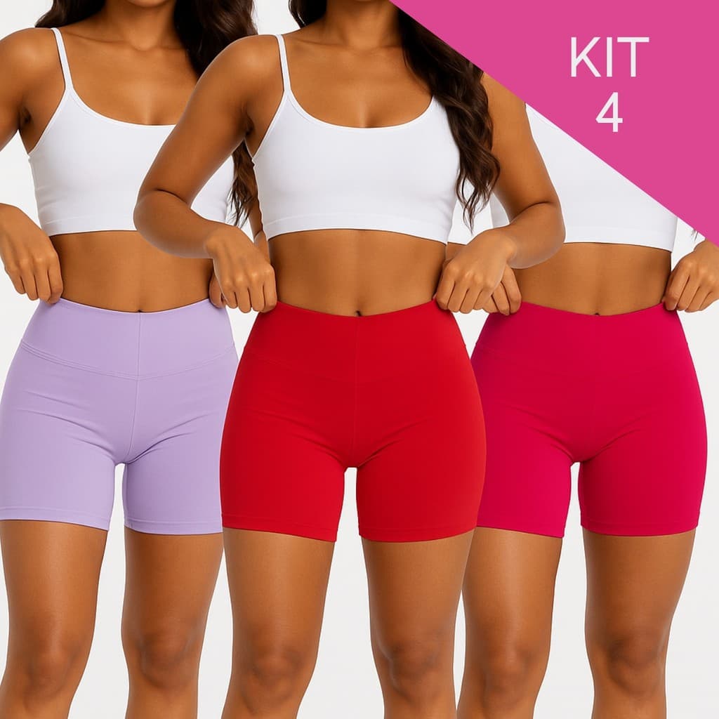 Kit 4 Bermudas Segunda Pele Feminina em Microfibra Lisa para Vestido e Saia