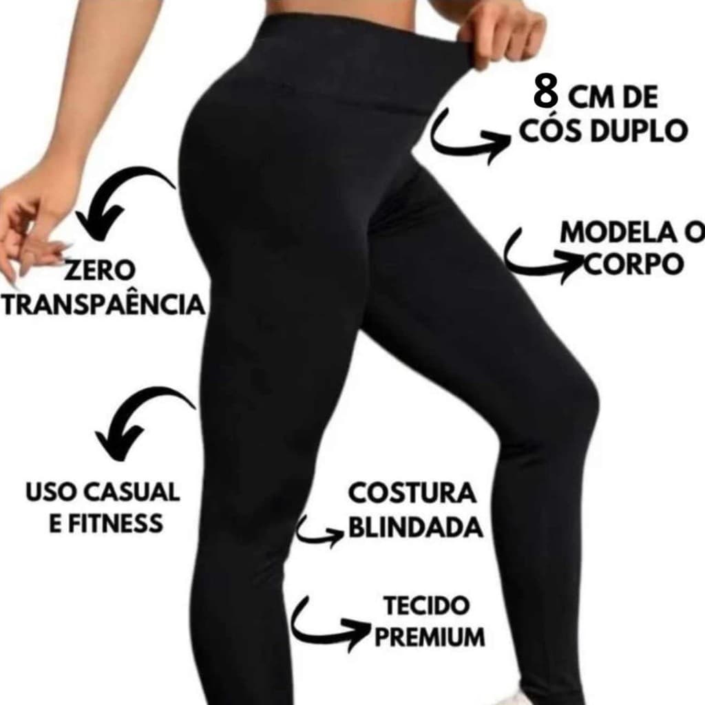 Calça Legging Plus Size G1 Preta Extra Grande Cintura Alta Premium Grossa Dia A Dia Costura Reforçada Sem Transparência