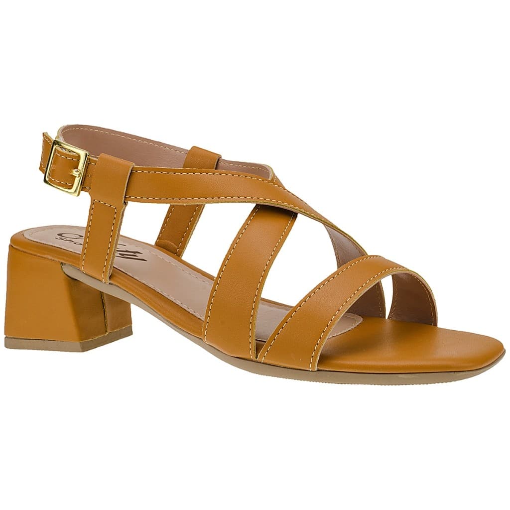 Sandália Feminina Salto Baixo 5,0 cm Quadrado Confortável Festa Social Naty Shoes