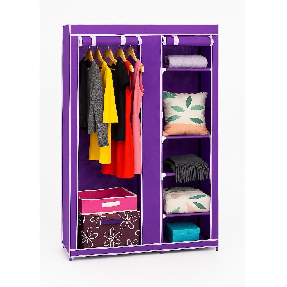 ORGANIZADOR DUPLO CABIDEIRO ARARA PRATELEIRAS SAPATEIRA CAMPING QUARTO CLOSET ROXO