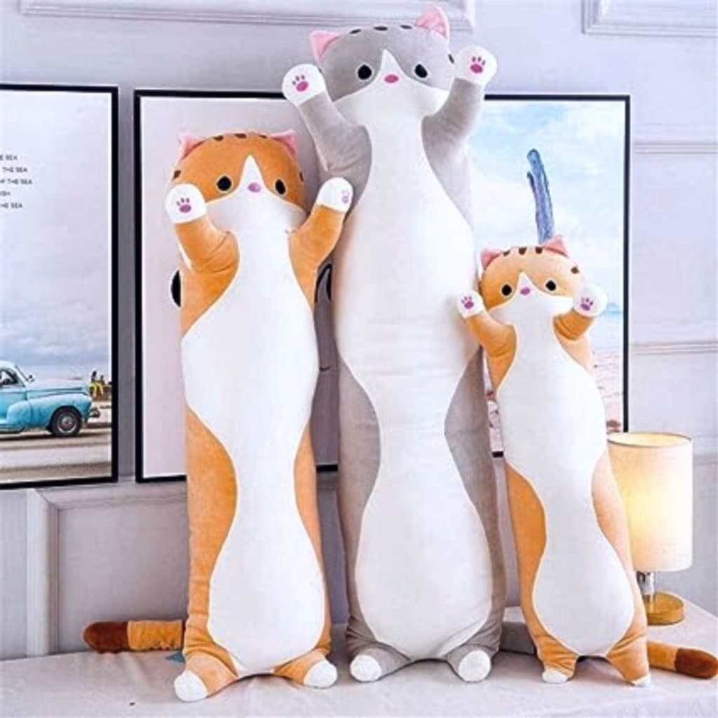 Brinquedo Pelúcia De Gatinho Fofinha 50cm | Travesseiro Fofinho para Crianças e Adultos