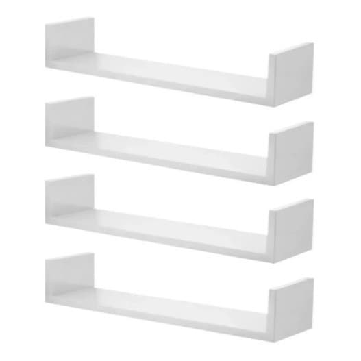 Jogo 4 Prateleira Nicho U 50x15 Mdf 15mm Branco