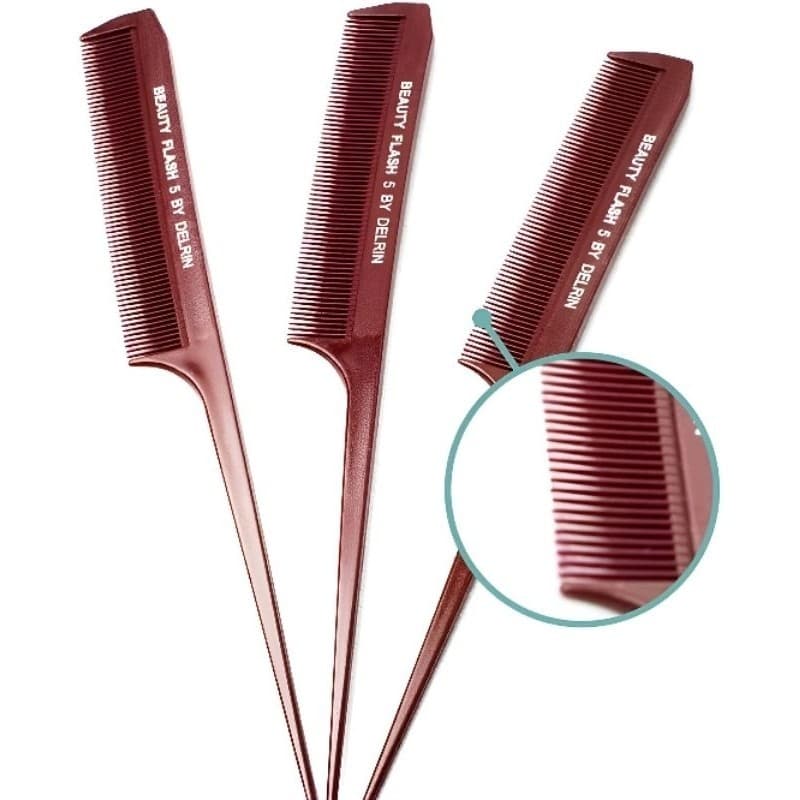 Kit 3 Pentes de Química Profissional Derlin – Resistente Calor para Salão de Beleza Semelhante Krest