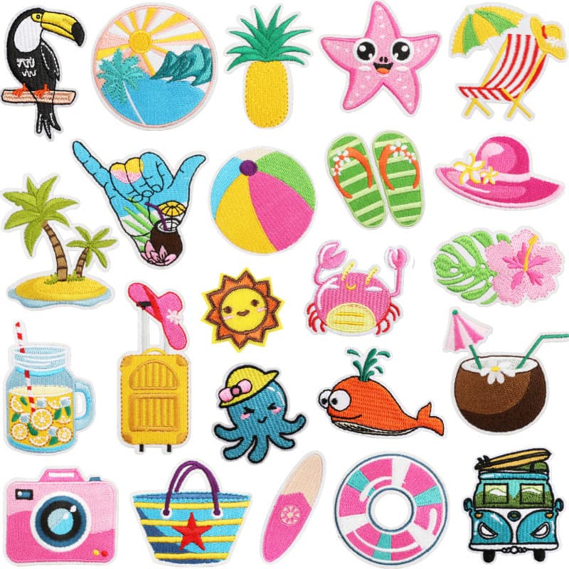 1PCS Férias Praia Série Verão Cola Quente Derretida Engomar Parche Bordado Roupas Decorativas Pode Costurar Colado