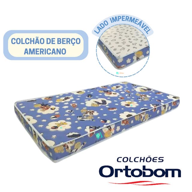 Colchão de Berço Americano Ortobom Phisical D18 70x130x10 - Antiácaro - Com um Lado Impermeável