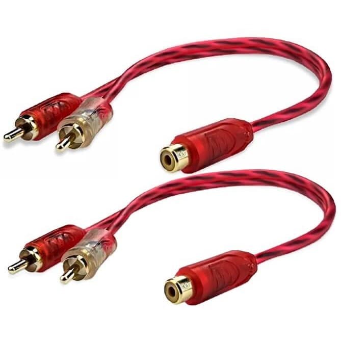 kit 2 Cabo Rca Y 2 Machos 1 Fêmea Injetado 4mm Cristal 2M 1F