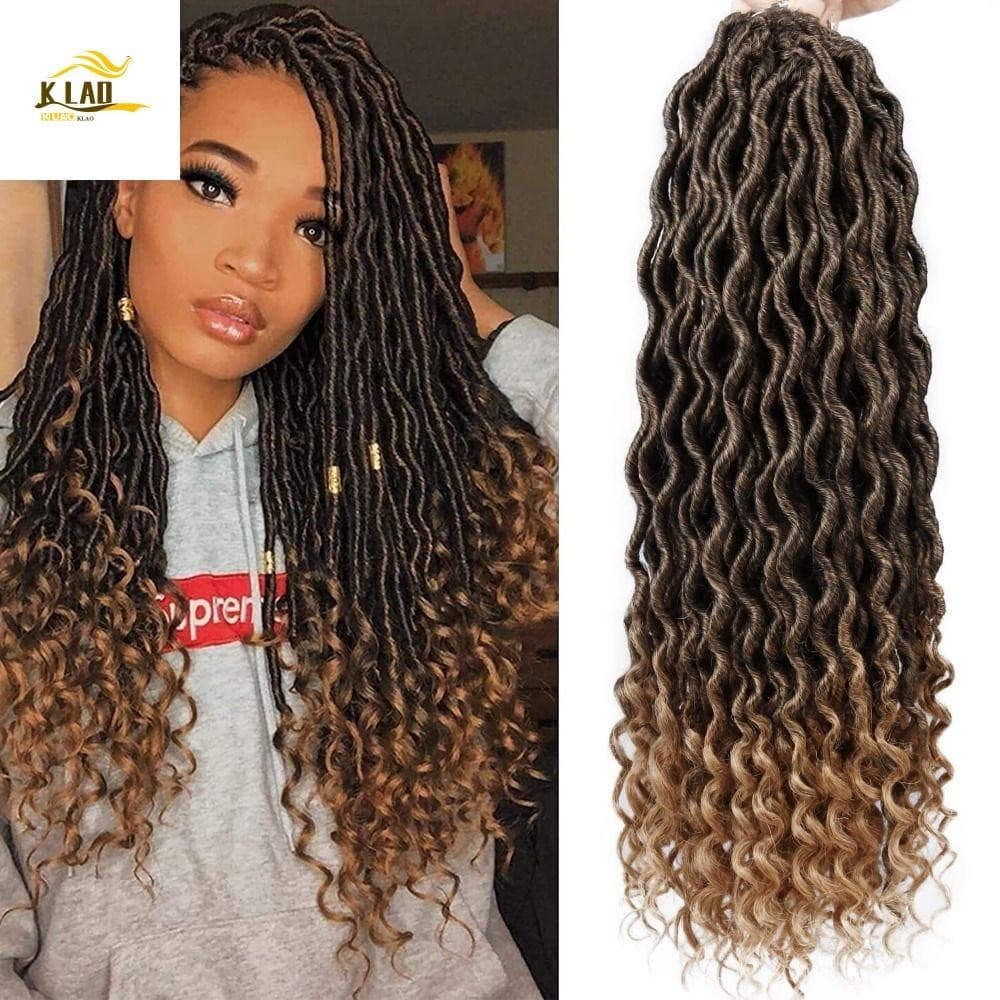 Cabelo De Crochê KLAOSD Locs , Fechaduras Falsas Da Deusa Paixão Sintética , Dreadlocks Longos E Encaracolados Pré-Laços
