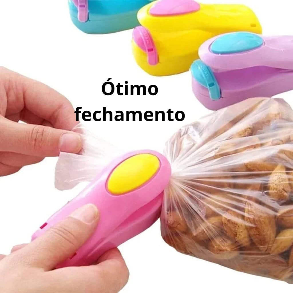 Mini Máquina Seladora P/ Embalagem Plásticas Prendedor Click