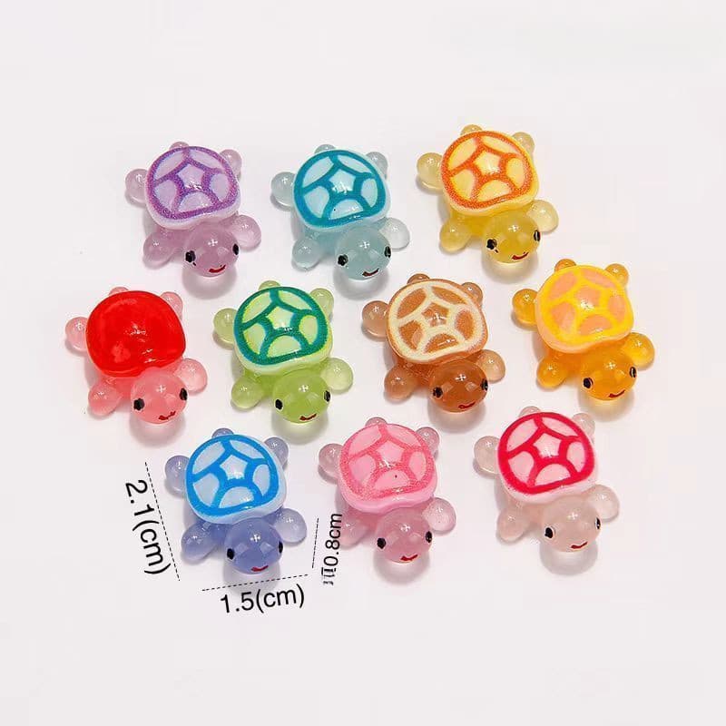 100 Peças Mini Tartarugas Luminosas À Prova D'água Resina Luminosa Estatuetas De Tartaruga Brilhoه