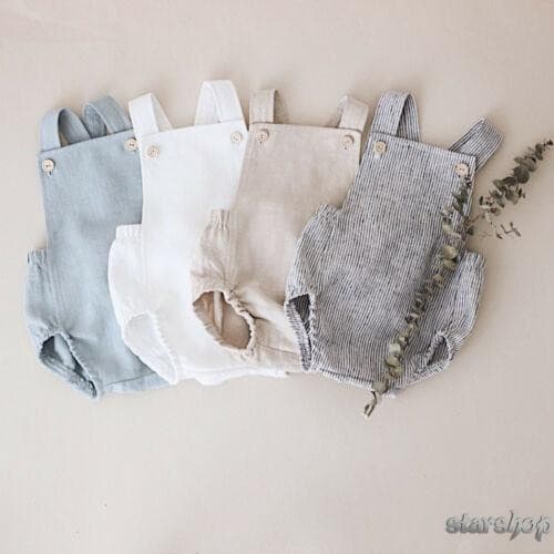 Starshop-Infant Baby Girl Boy Cotton Romper Sem Mangas Colarinho Quadrado Sling Cor Sólida Jumpsuit 0-3Y