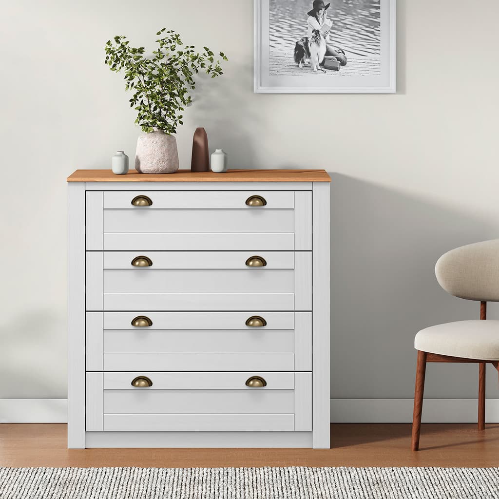 Cômoda Organizadora Madeira 4 Gavetas Bolton Branco Madeirado
