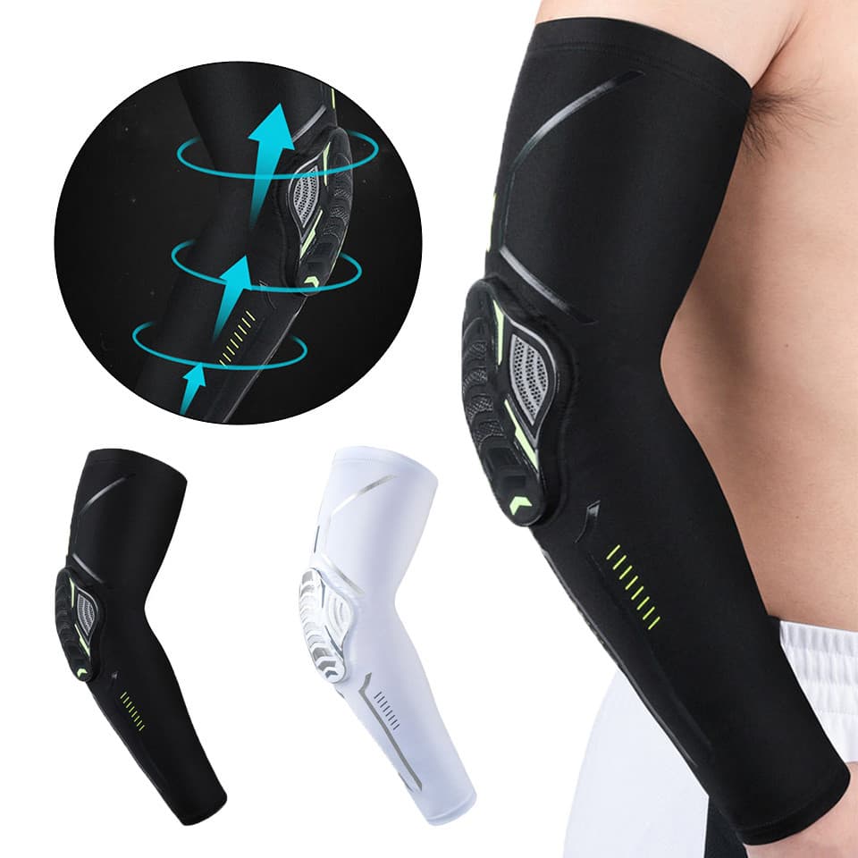 1 Peça Cotoveleira Esporte Compressão À Prova De Colisão Respirável Ao Ar Livre Fitness Elasticidade Suor Absorver