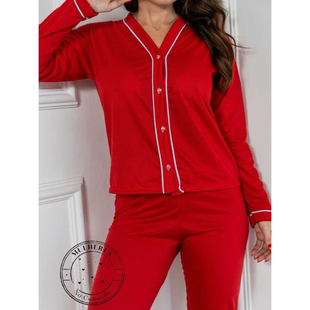 Pijama Americano Feminino Manga Longa com botões Materidade Gestante Inverno