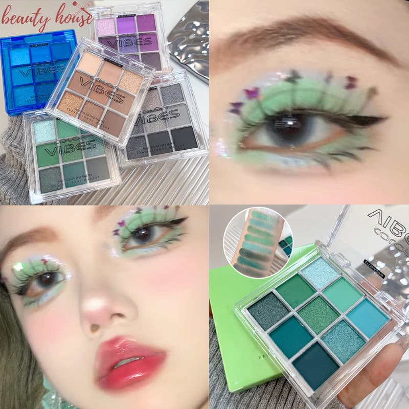Paleta De Sombras De 9 Cores-Pó Perolado Fosco-À Prova D'água De Longa Duração-Abacate Verde-Cosméticos Para Maquiagem D