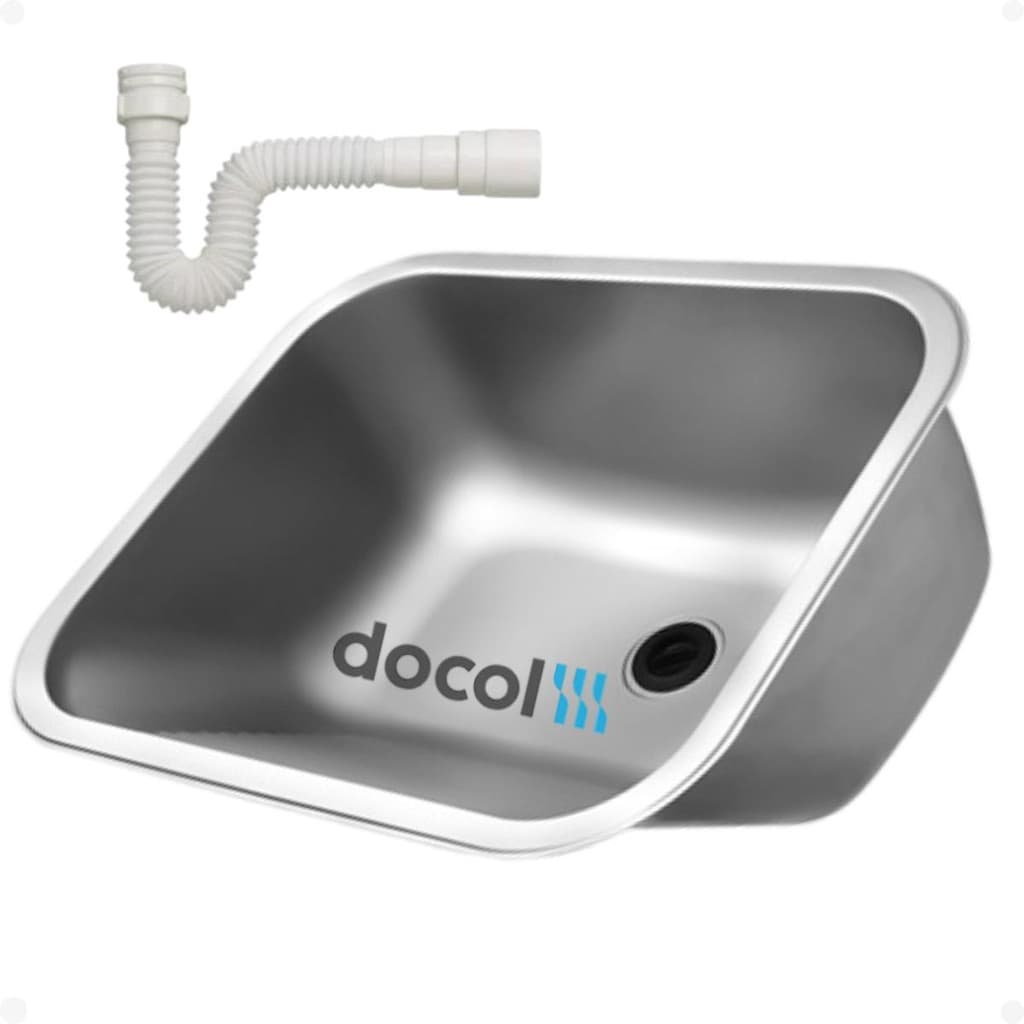 Tanque Docol Inox Lavanderia 55x45 Acetinado Fosco 32 Litros Com Sifão