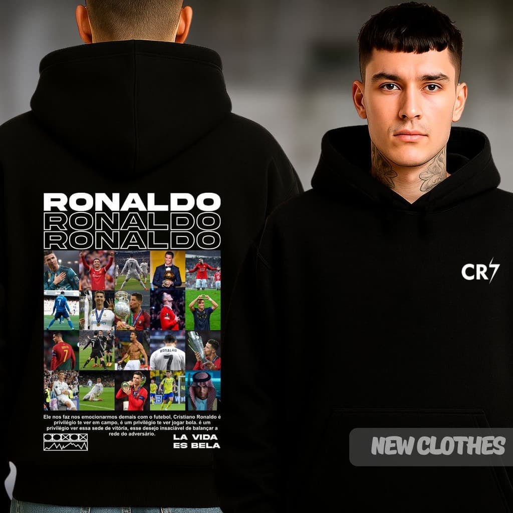 Moletom CR7 Cristiano Craque Ronaldo Unissex Robozão Futebol Idolo 100% Algodão