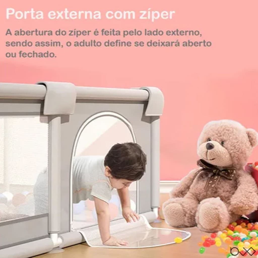 Cercadinho Bebê 180x147cm Chiqueirinho Telado Infantil Grande Seguro Portátil Menino Menina