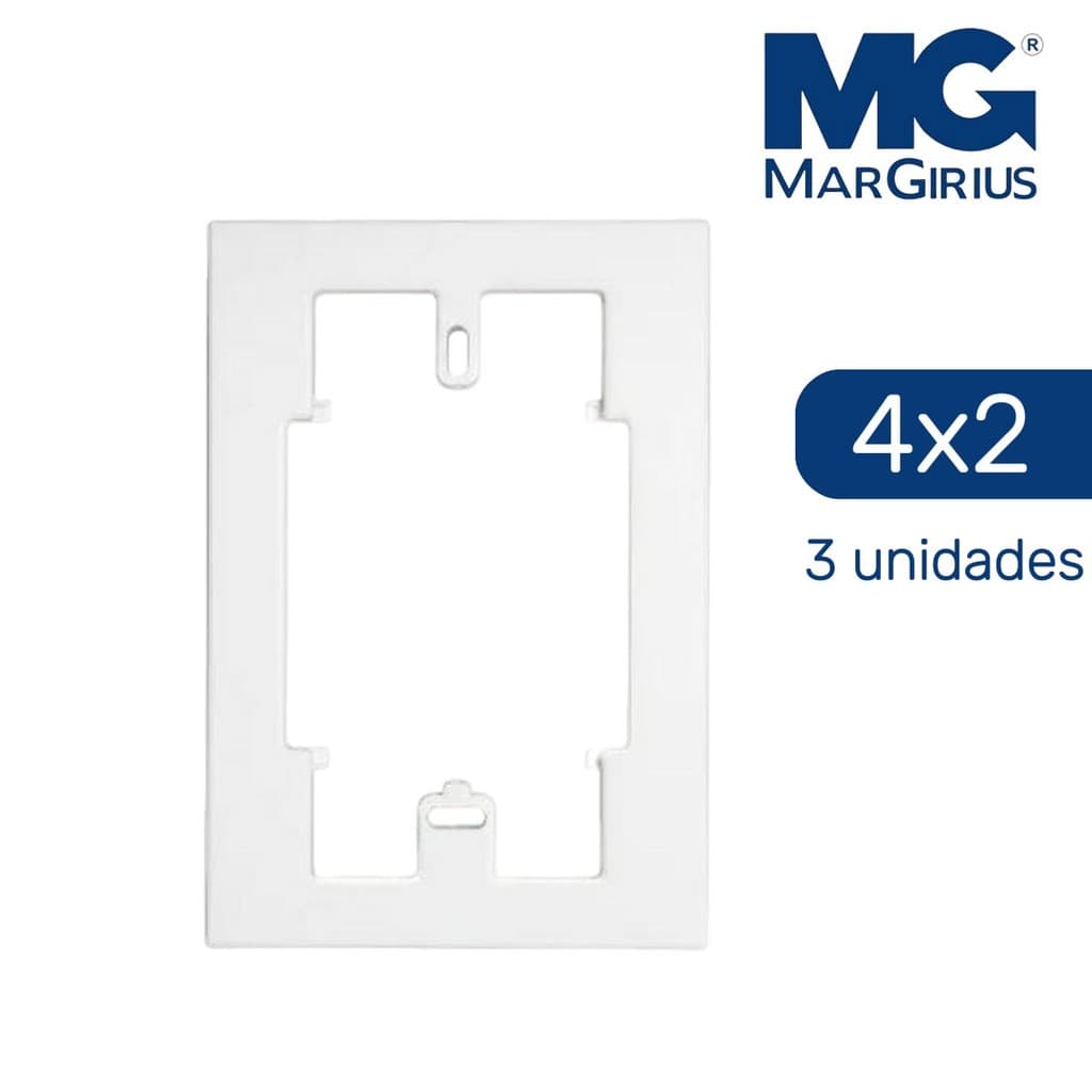 Kit 3 Prolongador para Placa conjunto 4x2 Linha Sleek Branco MarGirius