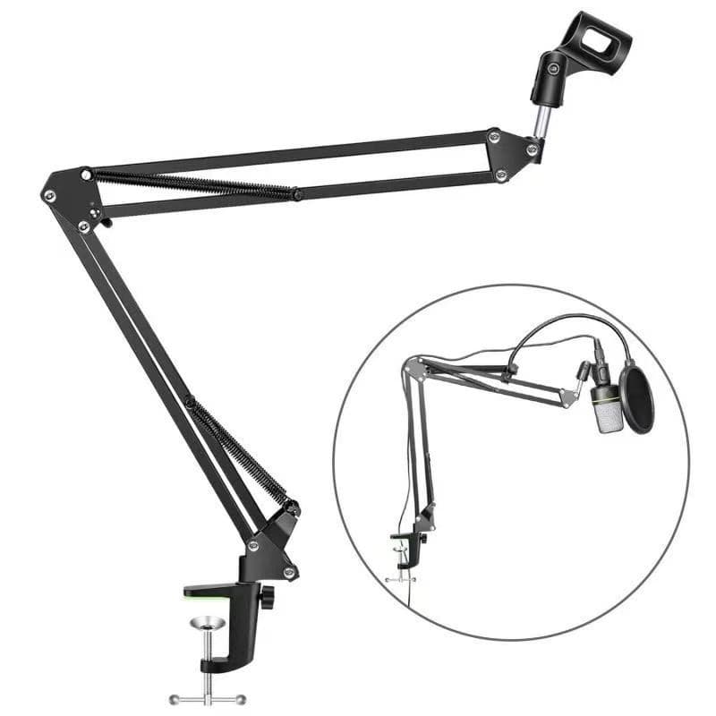 Suporte Pedestal Braço De Mesa Articulado Para Microfones Condensador
