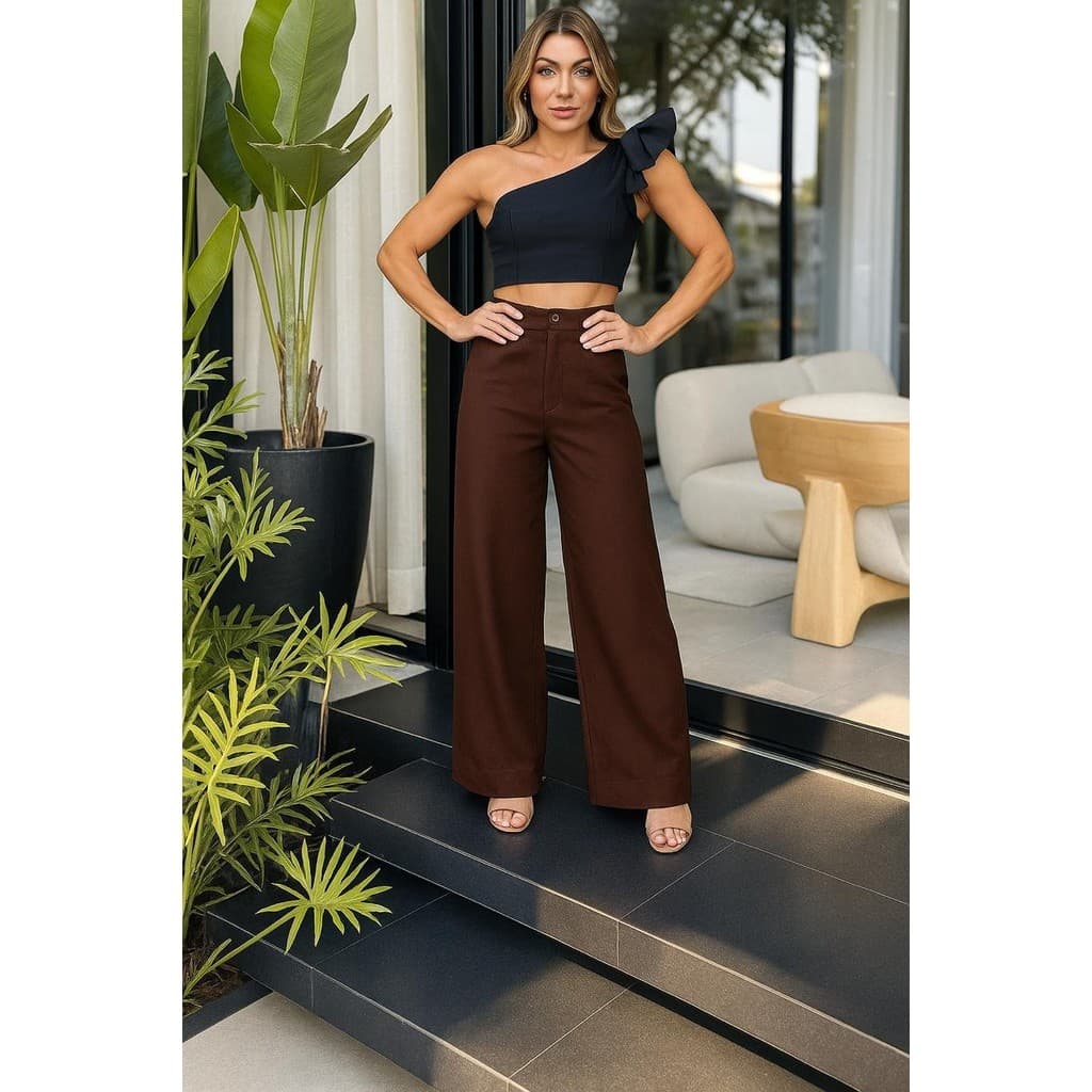Calça Pantalona Feminina Alta Qualidade Jardins