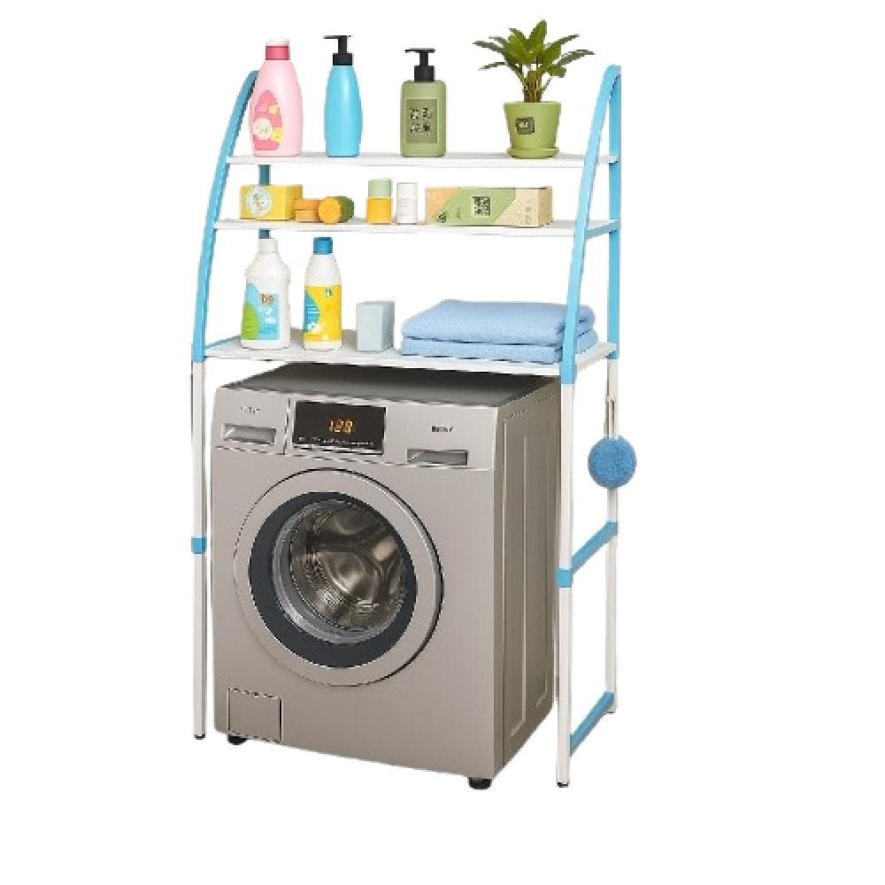 RACK PORTATIL ORGANIZADOR 3 PRATELEIRAS LAVANDERIA BANHEIRO UTILIDADES MAQUINA LAVAR CASA AZUL