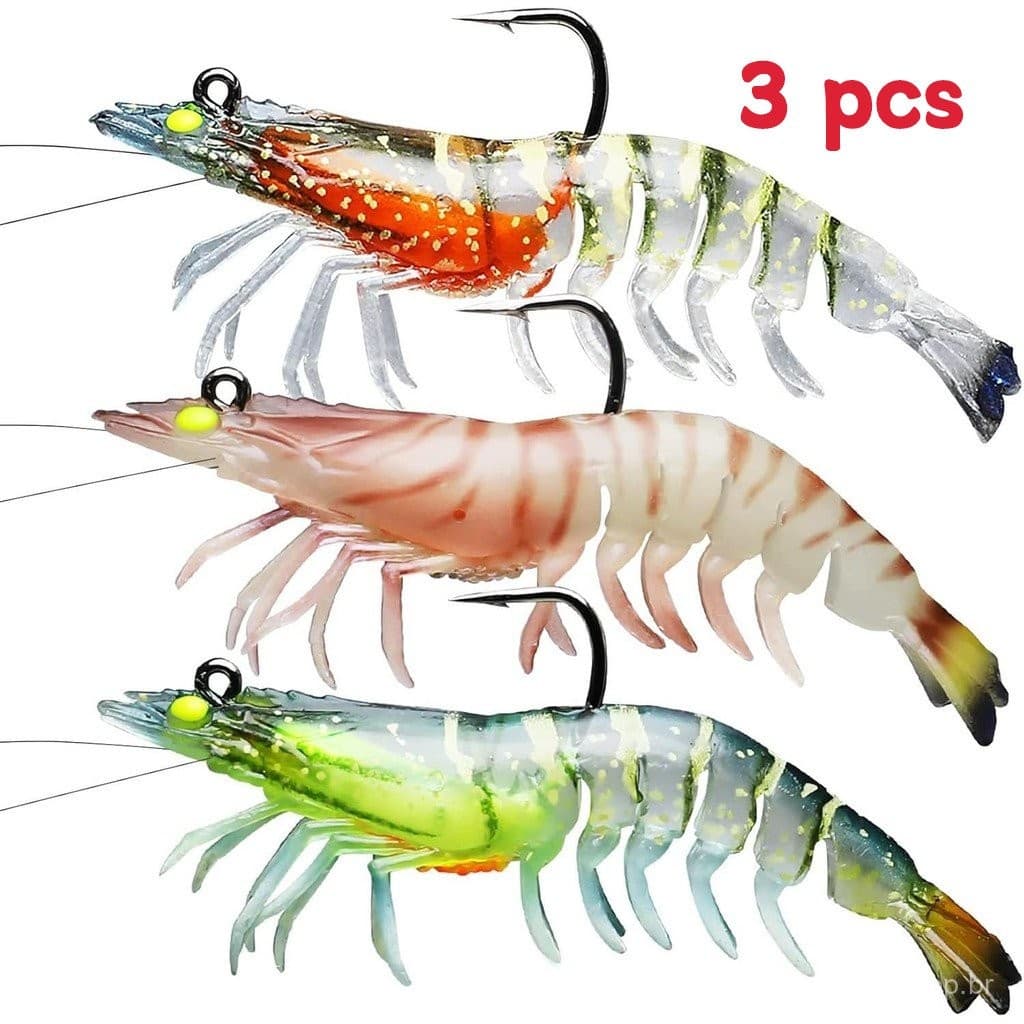 3 Peças/9 cm/12 Isca De Camarão artificial crore KHAG