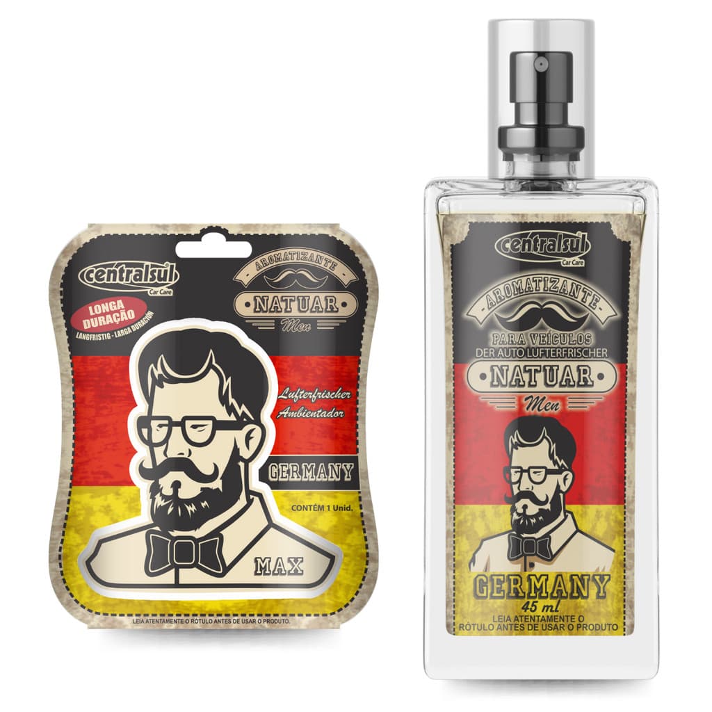 Kit Aromatizante Natuar Men 45ml + Miniatura Germany – Perfume e Aroma Marcante para Carros