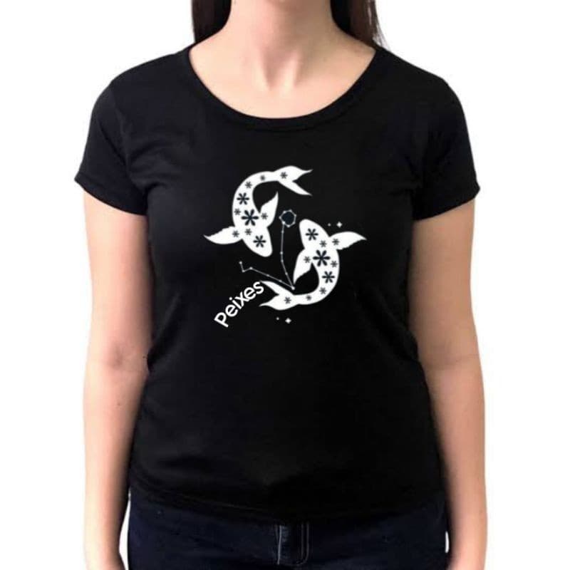 Camiseta Camisa Signo Peixes Zodíaco Baby Look Camiseta Feminina algodão t-shirt Tumblr Premium Envio Imediato