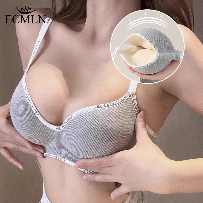 ECMLN Sutiã De Peito Pequeno Com Copo Grosso Para Mulheres , Sem Costura , Suporte Macio Fio , Anti-Flacidez , Cômico Al