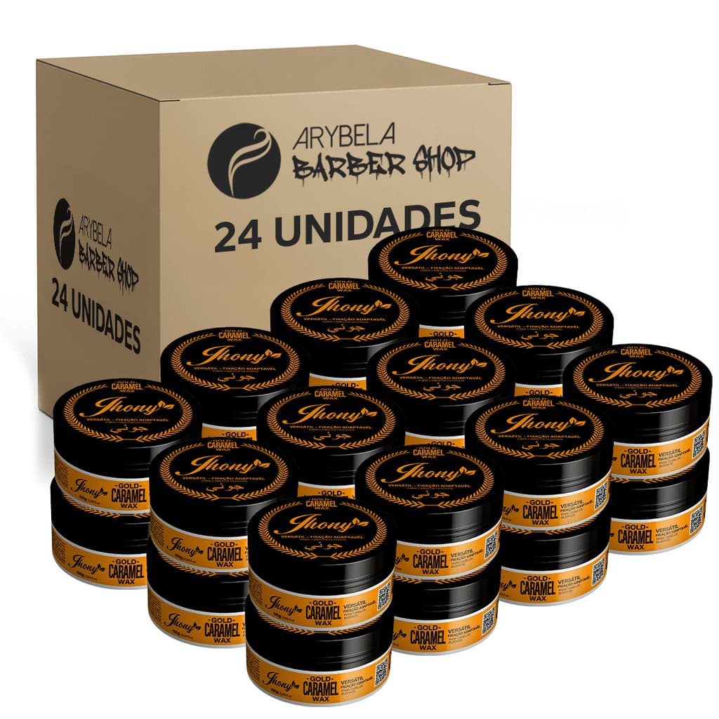 PACK 24 UN - CERA MODELADORA GOLD CARAMEL WAX FIXAÇÃO ADAPTÁVEL 150G - JHONY BARBER
