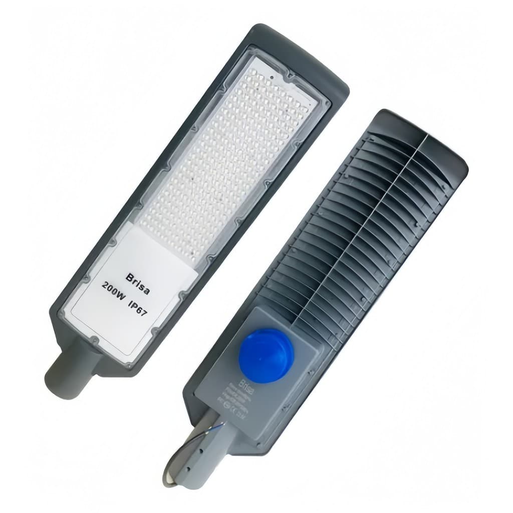 Kit 10 Luminária Publica Com Relê Smd 200w Com Relê Fotoelétrico Carcaça Cinza-escuro Luz Branco-frio Ac85-265v