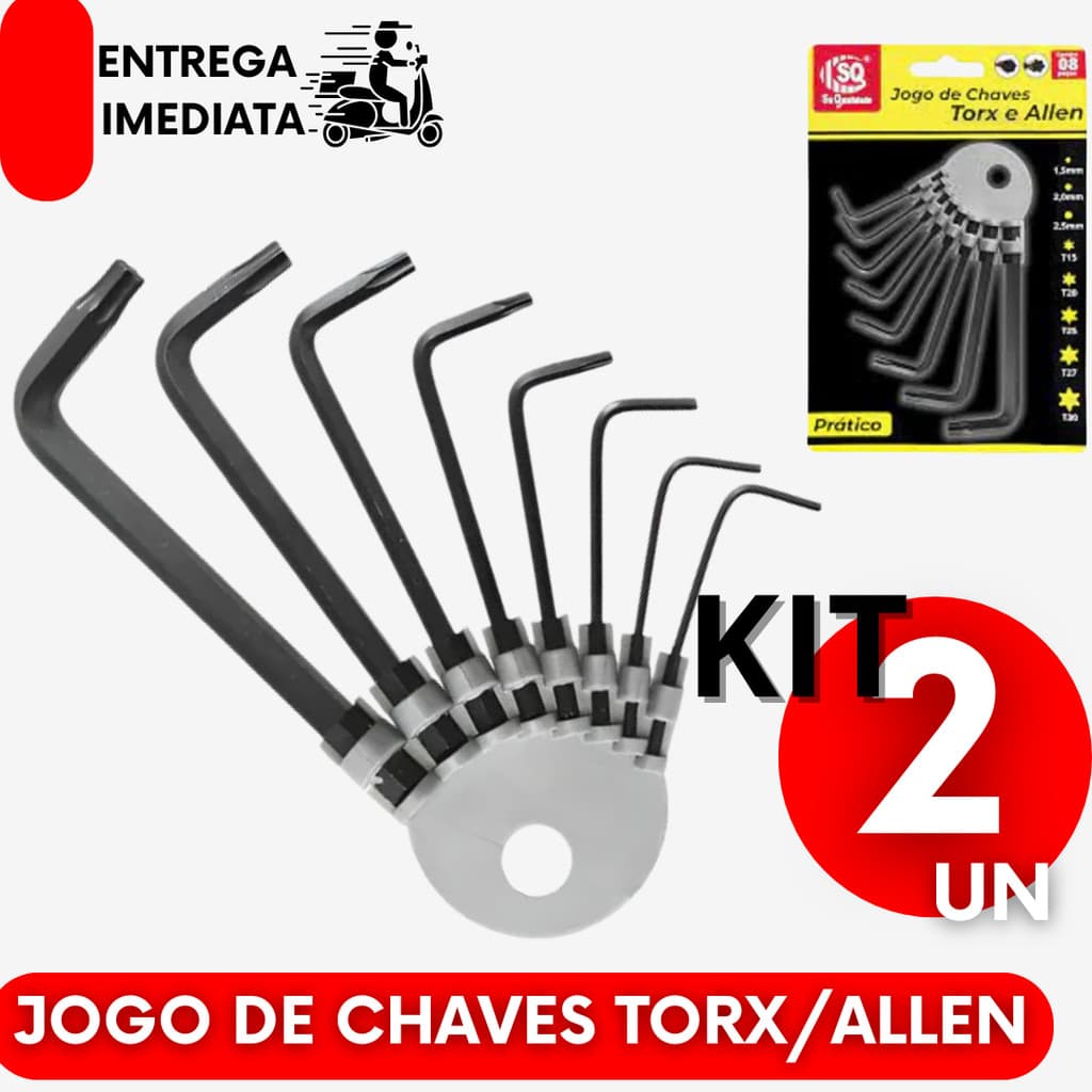 Jogo 2 Chave Allen/Torx Peças  "L" Ferramentas Concertos Reparos Indispensáveis