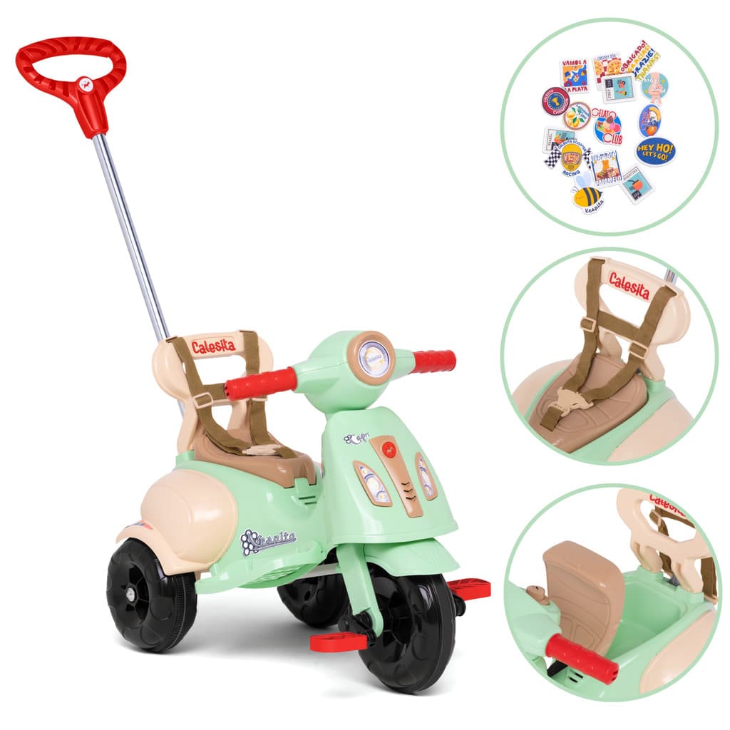 Motoca Triciclo Infantil 2 Em 1 Vespita Verde Pedal E Buzina