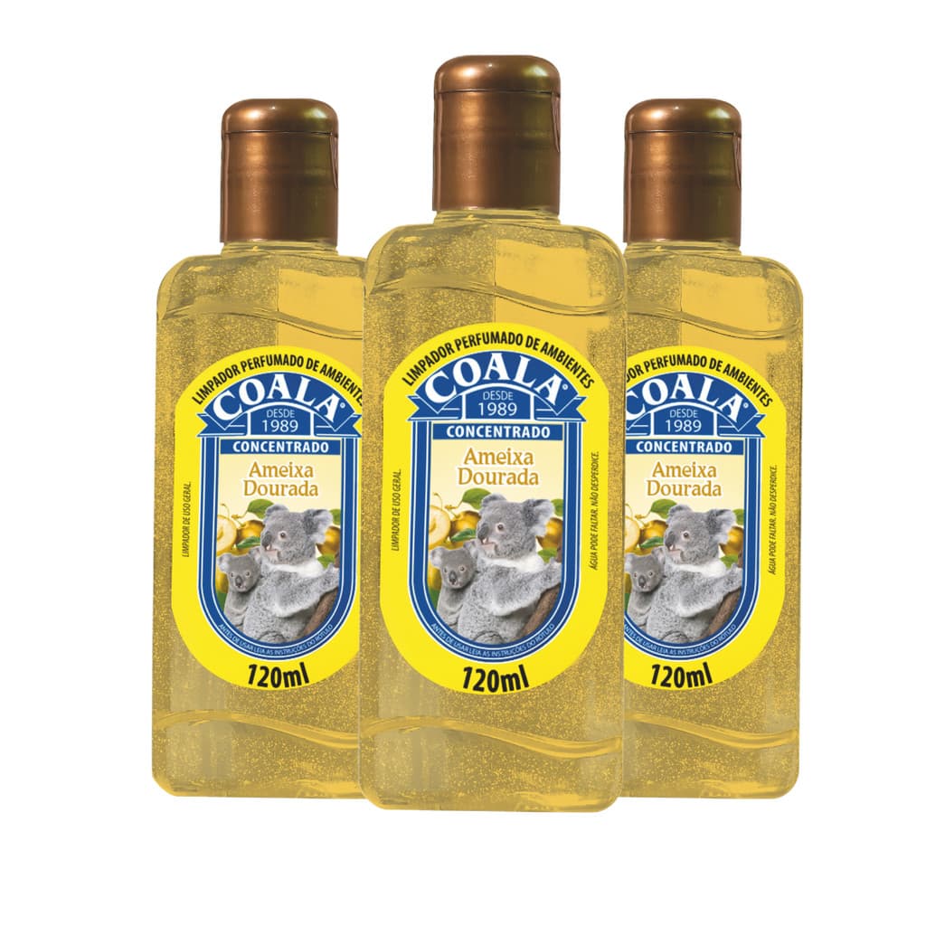 Kit C/3 Limpa Perfumado Coala Ameixa Dourada 120ml