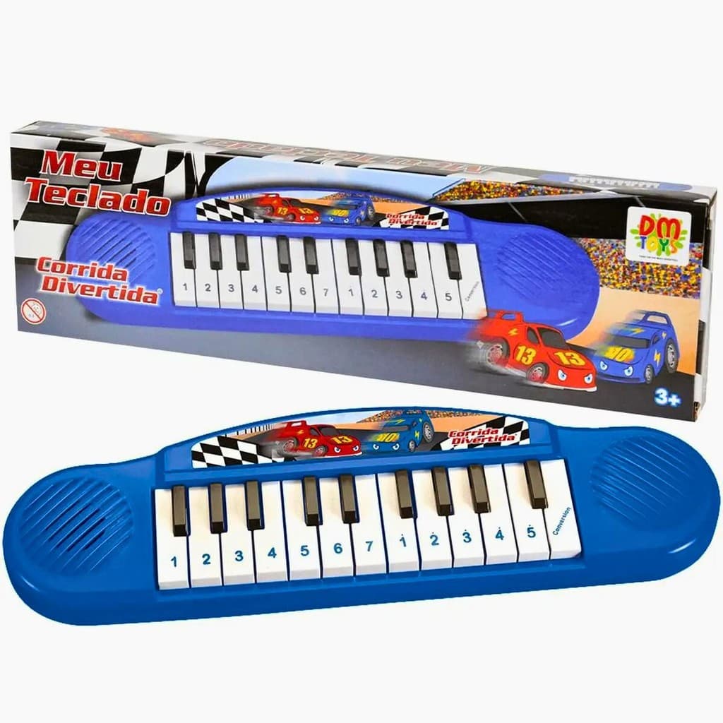 Teclado Infantil Azul 2 Modos Musical Educativo Brinquedo