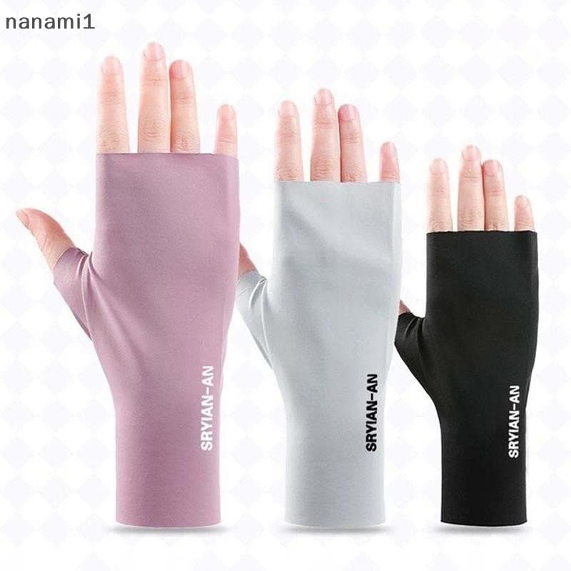 nanami1 1 Par Luvas De Guarda-Sol Sem Dedos Verão Proteção UV Multicoloridas Para Mulher Respirável Condução Presentes B